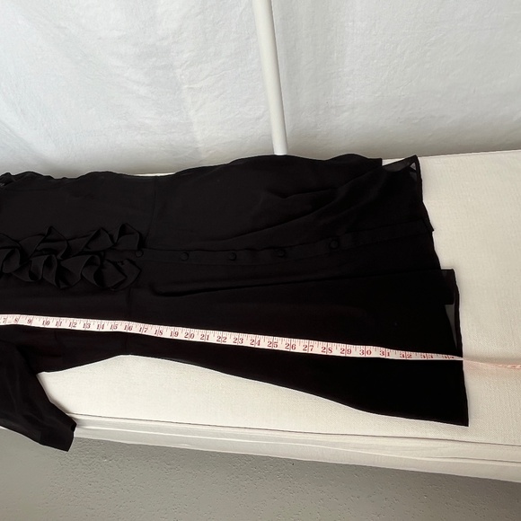 Zara (M) black dress with ruffles, chiffon, sheer, with slip. Office. Cocktail. - Picture 13 of 16